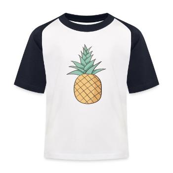 Ananas - Kinder Baseball T-Shirt - Weiß/Navy - Vorne