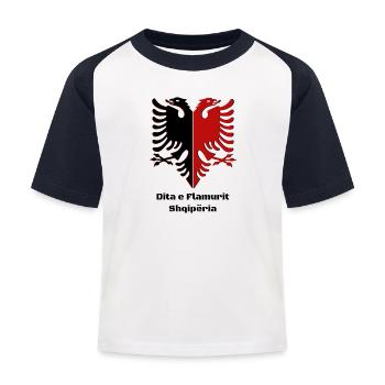 Albanian Eagle Albanien Flagge " Dita e Flamurit " - Kinder Baseball T-Shirt - Weiß/Navy - Vorne