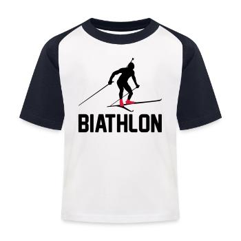 Biathlon - Kinder Baseball T-Shirt - Weiß/Navy - Vorne