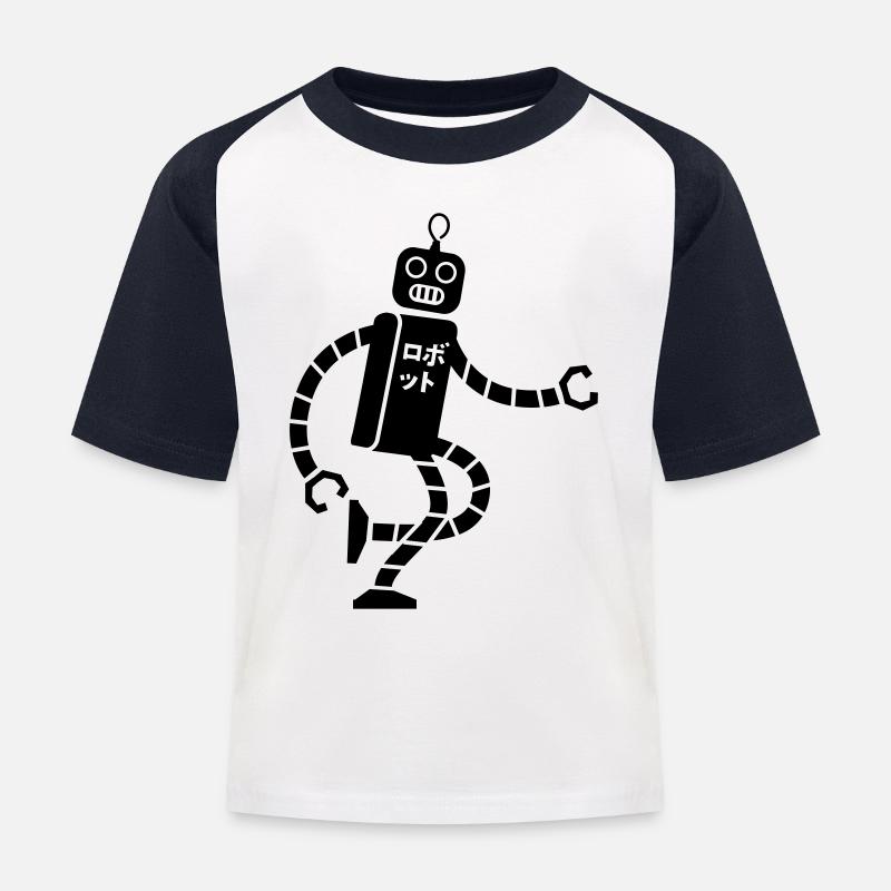 robot - Kinder Baseball T-Shirt - Weiß/Navy