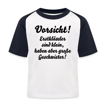 schulkind schule lustig - Kinder Baseball T-Shirt - Weiß/Navy - Vorne