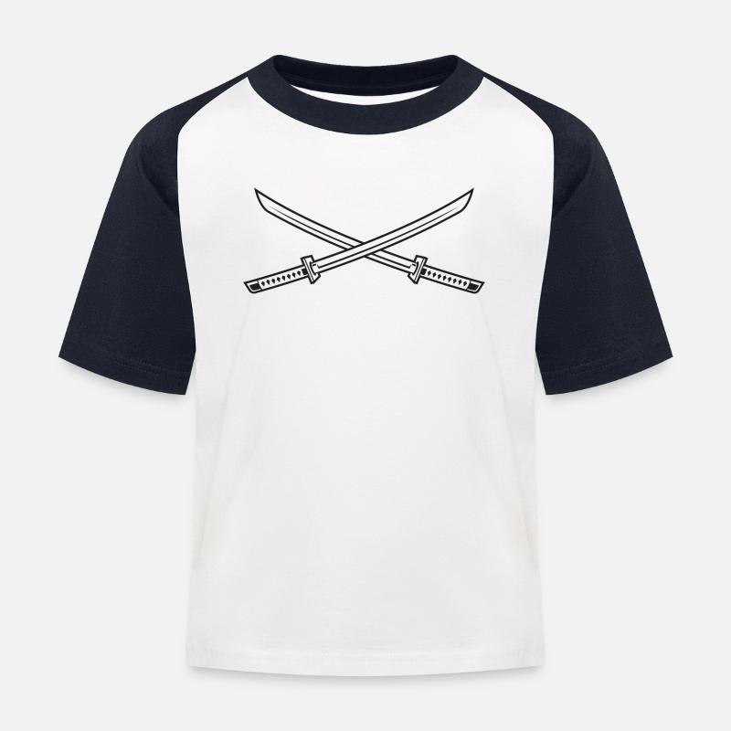 Samurai épée - L’épée Ninja - T-shirt baseball Enfant - blanc/marine
