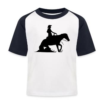 Equitation Western Equestre - Reining - T-shirt baseball Enfant - blanc/marine - Devant