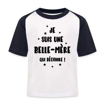 Stiefvater / Stiefmutter / Ehe / Familie - Kinder Baseball T-Shirt - Weiß/Navy - Vorne