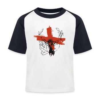 Kreuzigung Jesus Art - Kinder Baseball T-Shirt - Weiß/Navy - Vorne