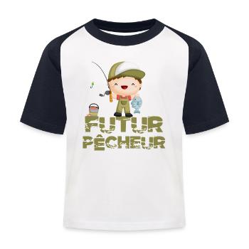 futur pêcheur enfant pêche - T-shirt baseball Enfant - blanc/marine - Devant