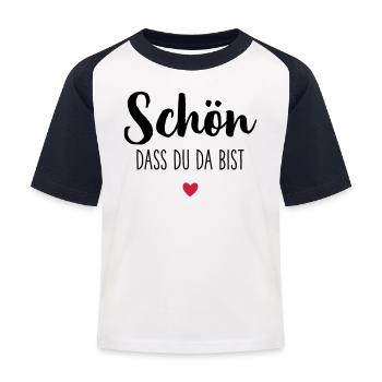 Schön dass du da bist Herz - Kinder Baseball T-Shirt - Weiß/Navy - Vorne