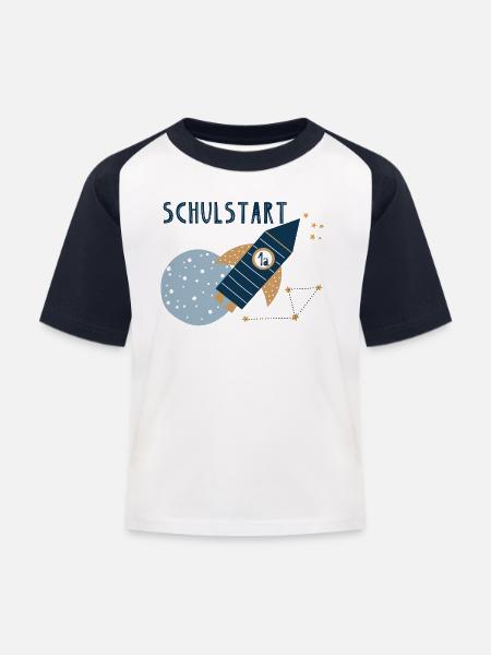 Schulstart Rakete 1a - Kinder Baseball T-Shirt - Weiß/Navy