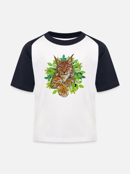 Luchs Katze Freiheit - Kinder Baseball T-Shirt - Weiß/Navy