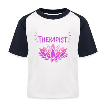 Masseur Massage - Kinder Baseball T-Shirt - Weiß/Navy - Vorne