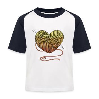 Laine au crochet faite à la main - T-shirt baseball Enfant - blanc/marine - Devant
