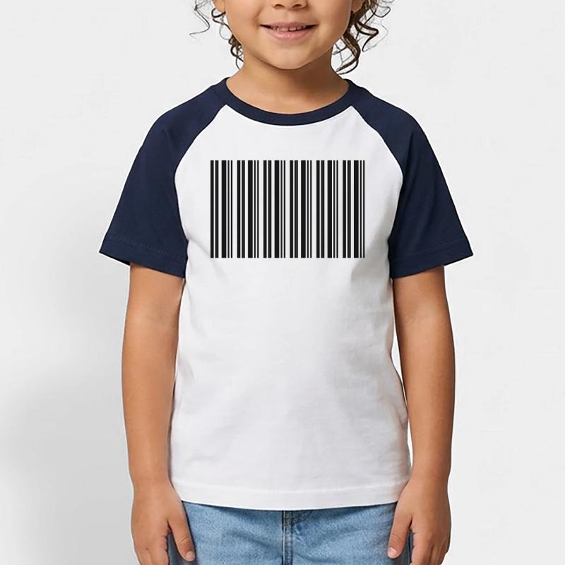 Barcode Barcode Nerd IT Technology Design Kids' Baseball T-Shirt