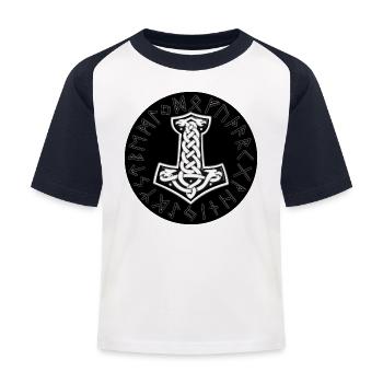 Mjölnir Celtic Runic Knot - Kids' Baseball T-Shirt - white/navy - Front