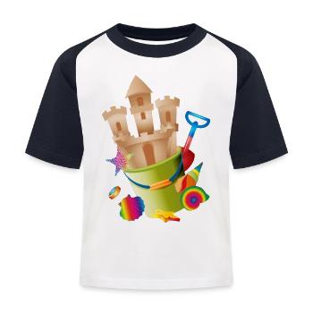 A sandcastle in a bucket awakens holiday feelings - Kids' Baseball T-Shirt - white/navy - Front