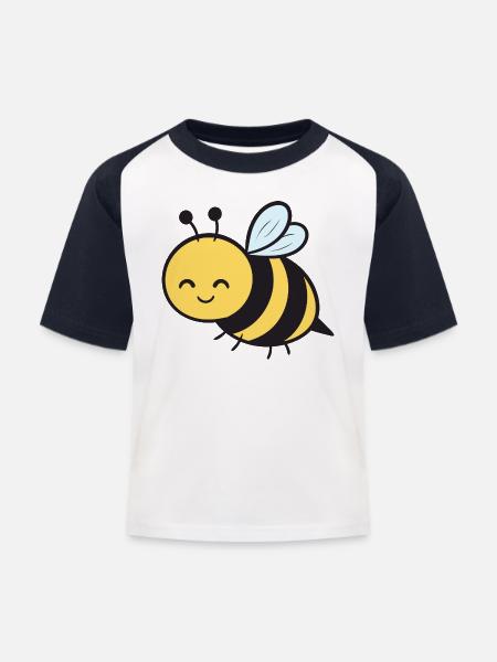 Biene Bienen - Kinder Baseball T-Shirt - Weiß/Navy