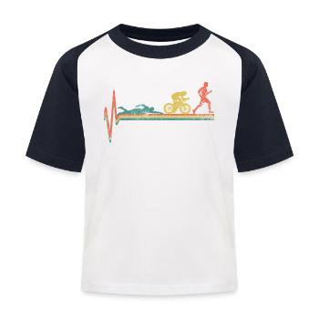 Triathlon Triathlet Vintage - Kinder Baseball T-Shirt - Weiß/Navy - Vorne