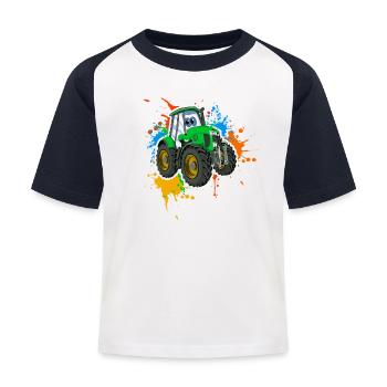 Tracteur - T-shirt baseball Enfant - blanc/marine - Devant