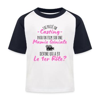 casting pour une Mamie géniale - Humour Grand-Mère - T-shirt baseball Enfant - blanc/marine - Devant