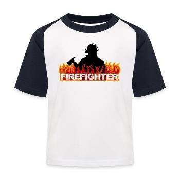 Pompier - T-shirt baseball Enfant - blanc/marine - Devant