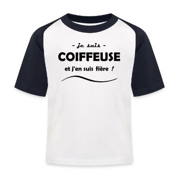 je suis coiffeuse - T-shirt baseball Enfant - blanc/marine - Devant