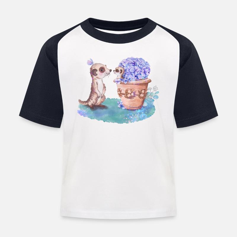 Erdmännchen - Kinder Baseball T-Shirt - Weiß/Navy