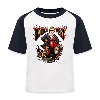 Cyclomoteur cyclomoteur - T-shirt baseball Enfant - blanc/marine - Devant