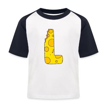 Letter L - Kids' Baseball T-Shirt - white/navy - Front