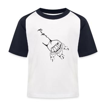 Vater Sohn passende Outfits drei 3 Kind - Kinder Baseball T-Shirt - Weiß/Navy - Vorne