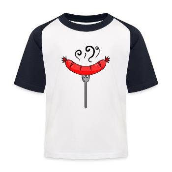 Saucisse Currywurst Viande Bratwurst Grillwurst - T-shirt baseball Enfant - blanc/marine - Devant