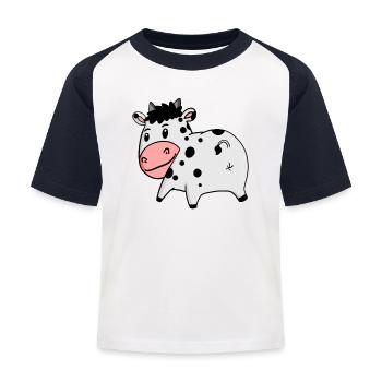 Kuh Arsch - Kuh Hintern - Kinder Baseball T-Shirt - Weiß/Navy - Vorne