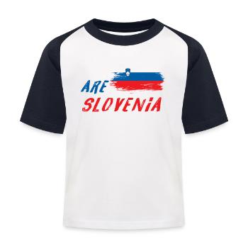 Wir sind Slowenien - Kinder Baseball T-Shirt - Weiß/Navy - Vorne