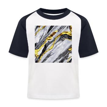 Marble gold structure - Kids' Baseball T-Shirt - white/navy - Front