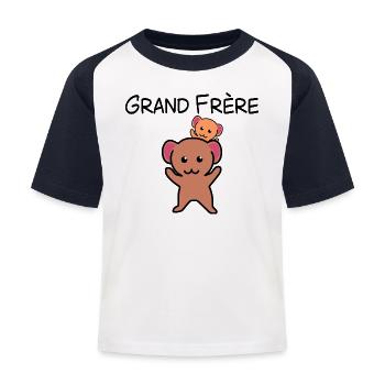 Souris Grand frère - T-shirt baseball Enfant - blanc/marine - Devant