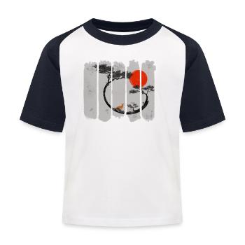 Kitsune - Kinder Baseball T-Shirt - Weiß/Navy - Vorne
