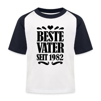 Bester Vater seit 1982 - Kinder Baseball T-Shirt - Weiß/Navy - Vorne