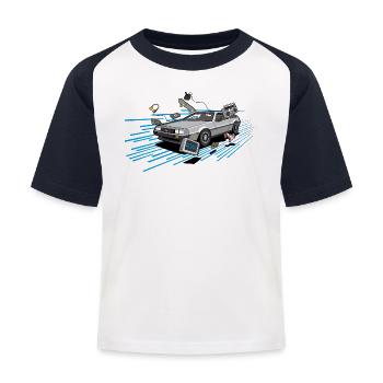 Delorean Oldtimer Youngtimer Retro Future blau 80s - Kinder Baseball T-Shirt - Weiß/Navy - Vorne