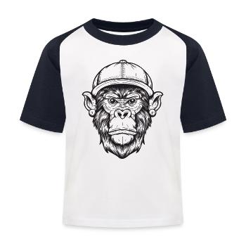 Funky Monkey - Kids' Baseball T-Shirt - white/navy - Front