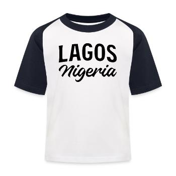 Lagos Nigeria - Lettrage vintage - T-shirt baseball Enfant - blanc/marine - Devant