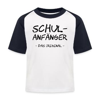Schulanfänger. Das Original - Kinder Baseball T-Shirt - Weiß/Navy - Vorne