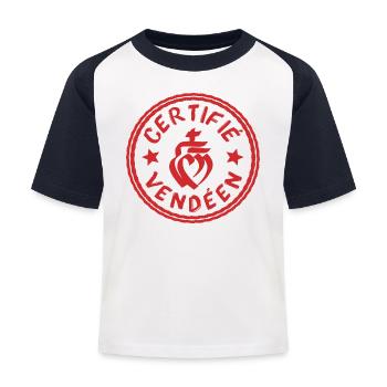 Logo certifié vendéen blanc rouge - T-shirt baseball Enfant - blanc/marine - Devant