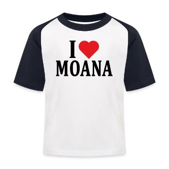 T-Shirt Name I love Moana T-Shirt Geschenkidee - Kinder Baseball T-Shirt - Weiß/Navy - Vorne