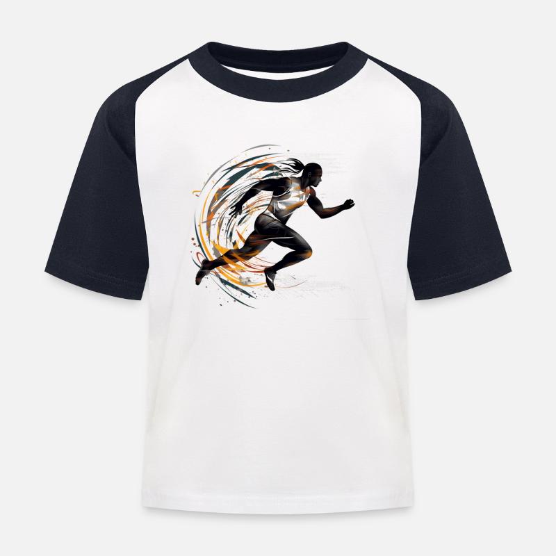 Läufer - Kinder Baseball T-Shirt - Weiß/Navy