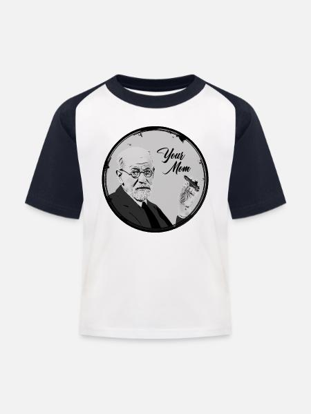 Your Mom Freud - Kinder Baseball T-Shirt - Weiß/Navy