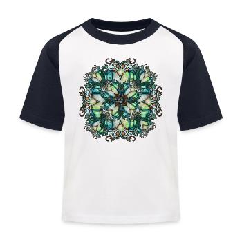 Rosace Art Nouveau en verre transparent - T-shirt baseball Enfant - blanc/marine - Devant