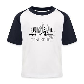 Frankfurt am Main Skyline Hessen - Kinder Baseball T-Shirt - Weiß/Navy - Vorne