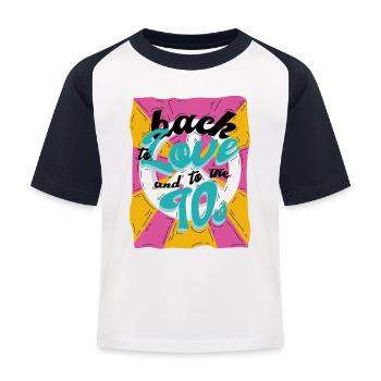 70s - Kinder Baseball T-Shirt - Weiß/Navy - Vorne