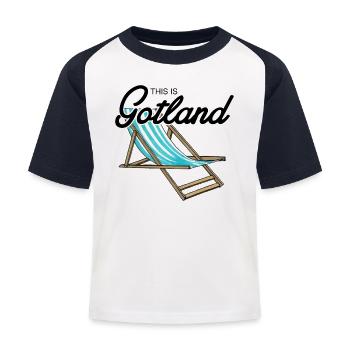 C’est la chaise de plage Gotland - T-shirt baseball Enfant - blanc/marine - Devant