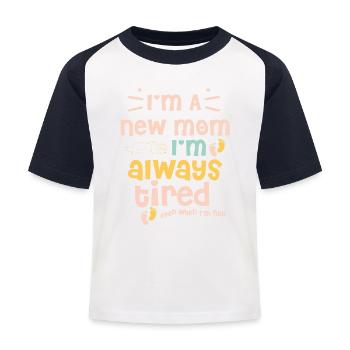 mom - Kids' Baseball T-Shirt - white/navy - Front