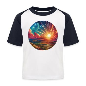 Landscape Colorful Epic Mountains Clouds Comic - Kids' Baseball T-Shirt - white/navy - Front