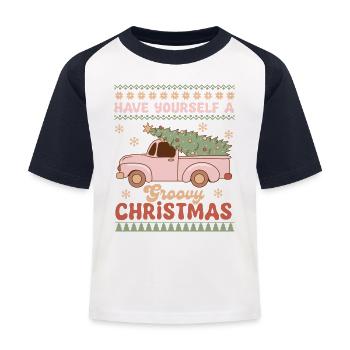 Hässlicher Weihnachtspullover - Kinder Baseball T-Shirt - Weiß/Navy - Vorne